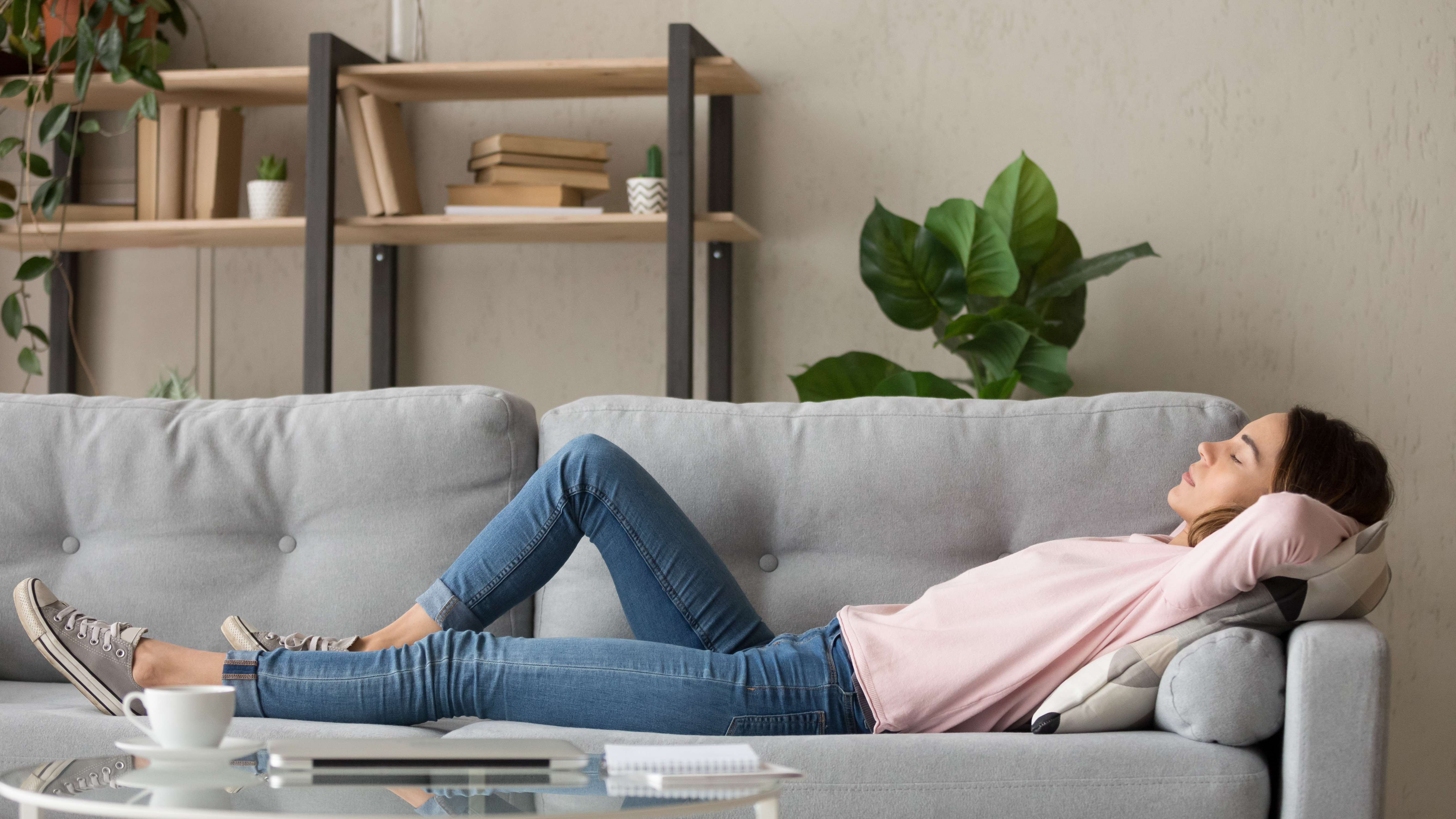 Woman relaxing on a sofa