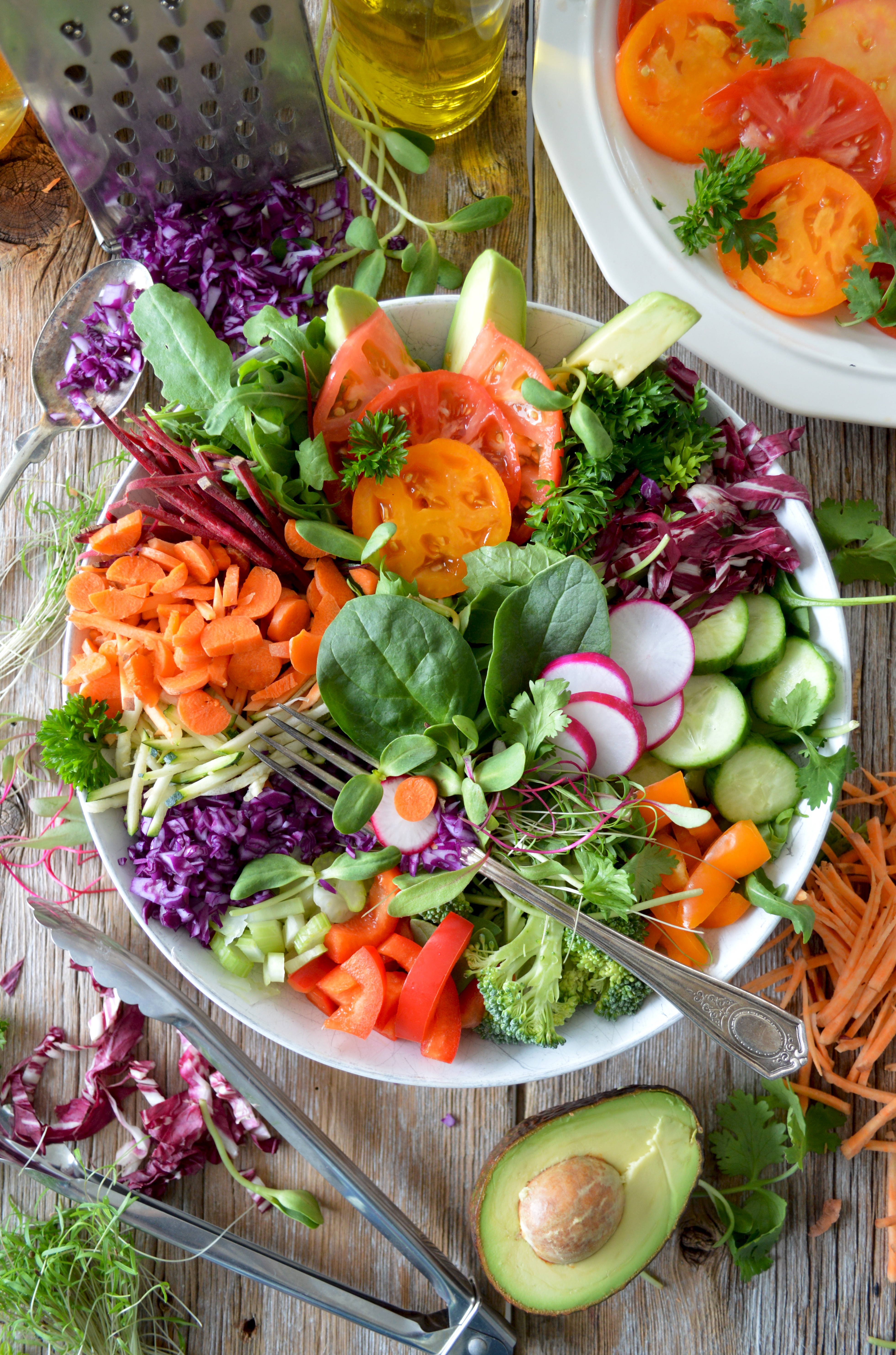 A bowl full of salad and vegetables